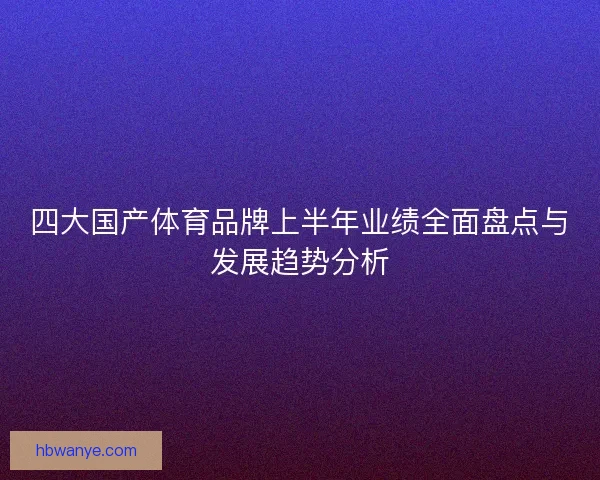 四大国产体育品牌上半年业绩全面盘点与发展趋势分析
